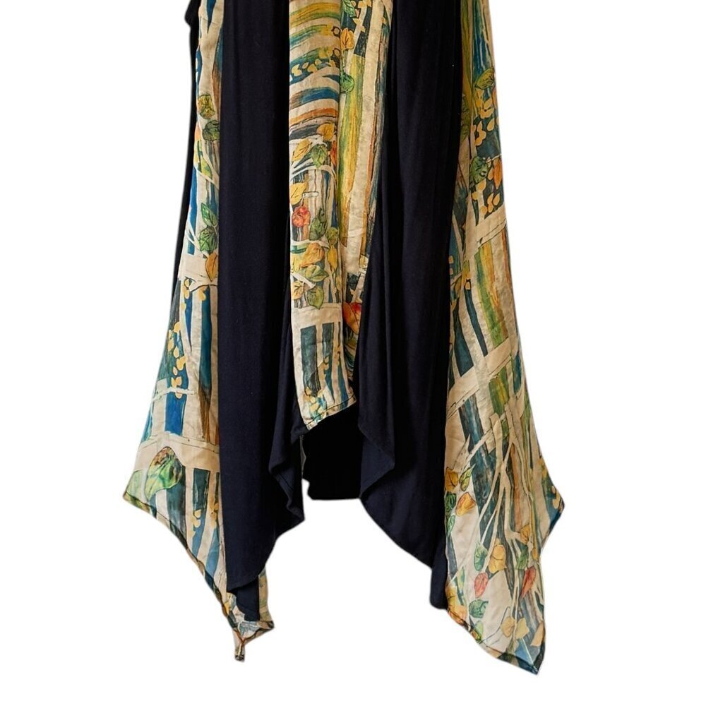 Aris.A Evening Vest Chiffon Floral with Inset Panels Black Knit Tunic Size Small - Picture 4 of 8